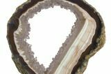 Amethyst & Agate Slab With Wood Base - Artigas, Uruguay #151090-1